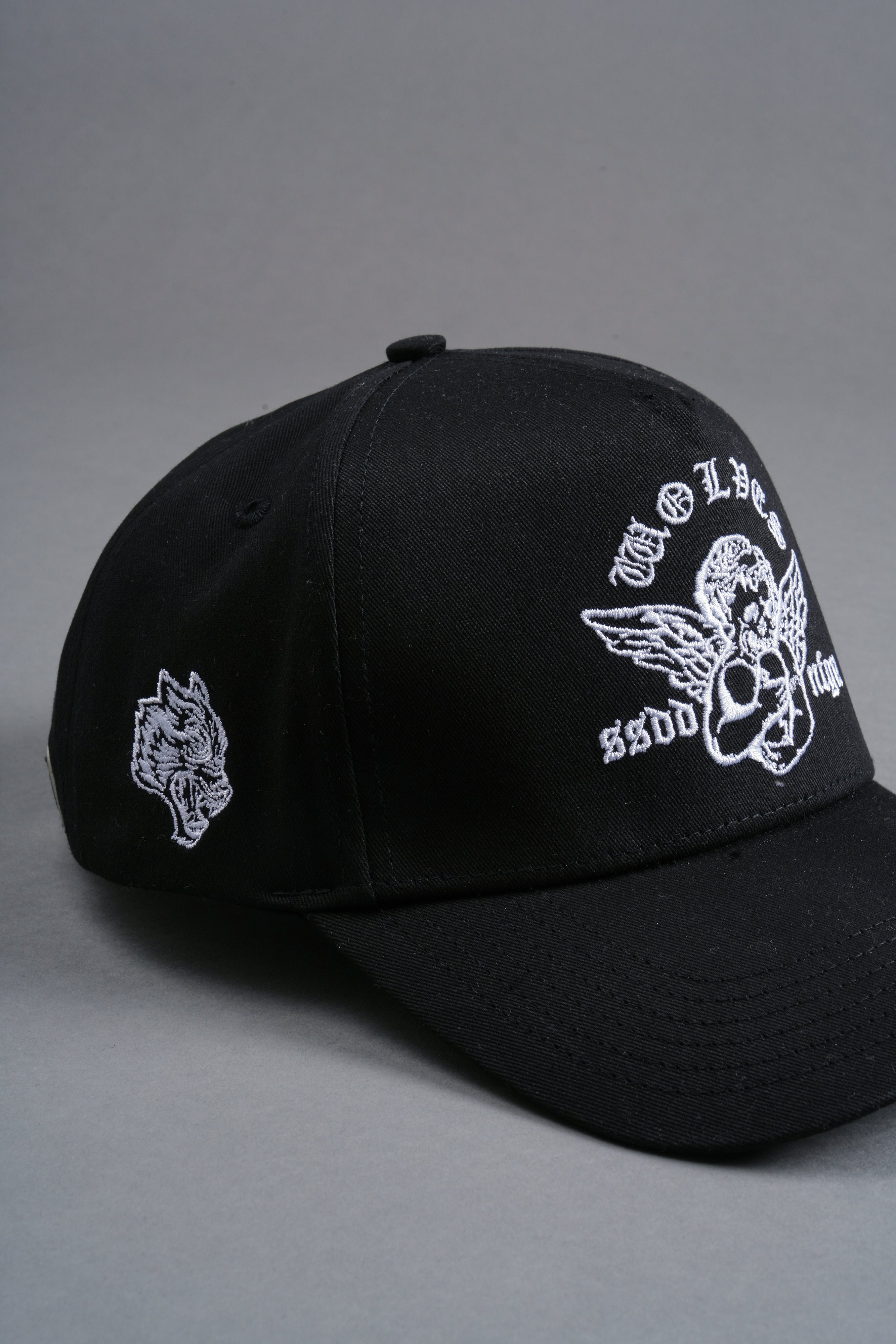 Shielded Heart 5 Panel Hat in Black