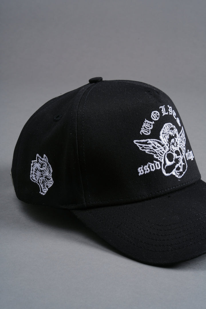 Shielded Heart 5 Panel Hat in Black