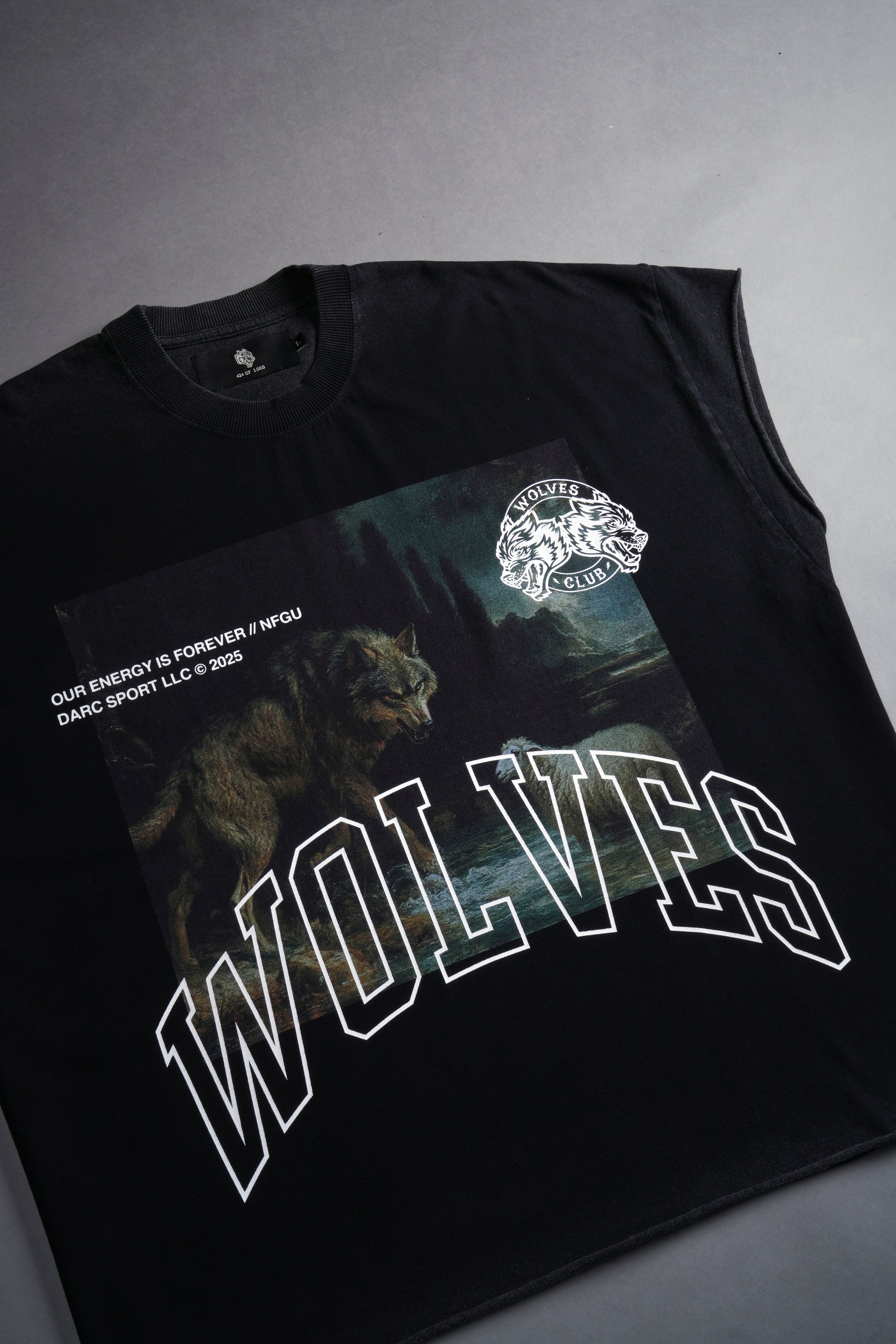 Don't Sleep Grunge Cut-Off Tee in Black