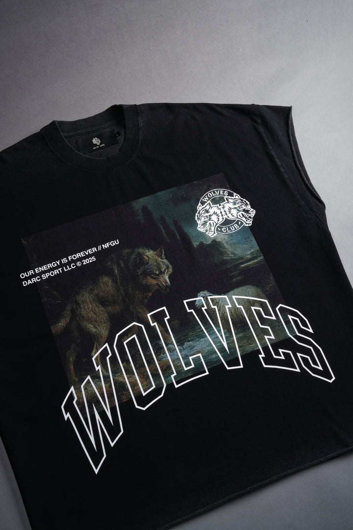 Don't Sleep Grunge Cut-Off Tee in Black