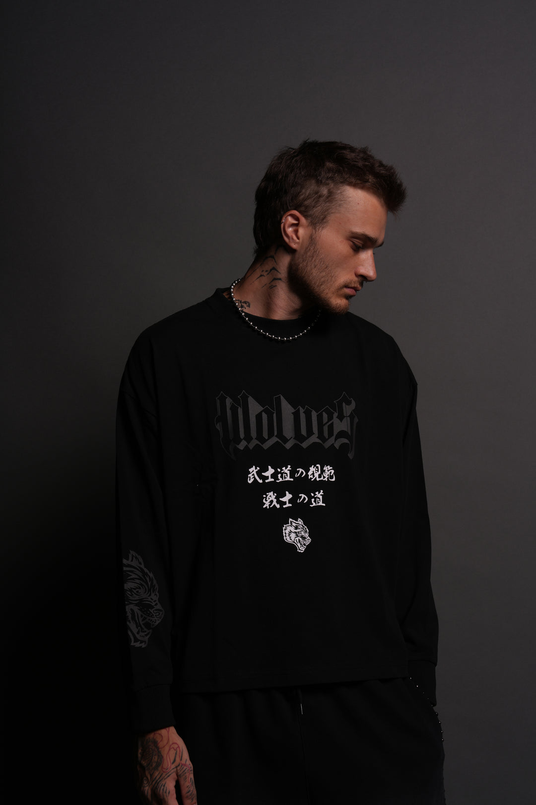 Forever Reborn Grunge "Box Cut" L/S Tee in Black