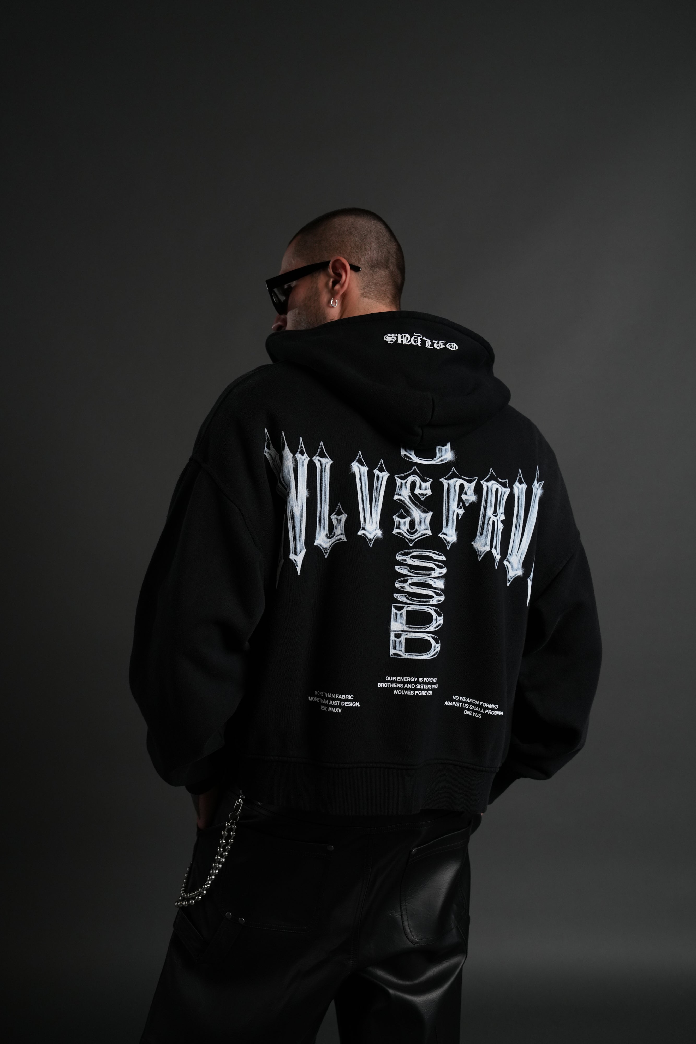 Iron Code Darco Double Zip Hoodie in Black Inverted Sun Fade