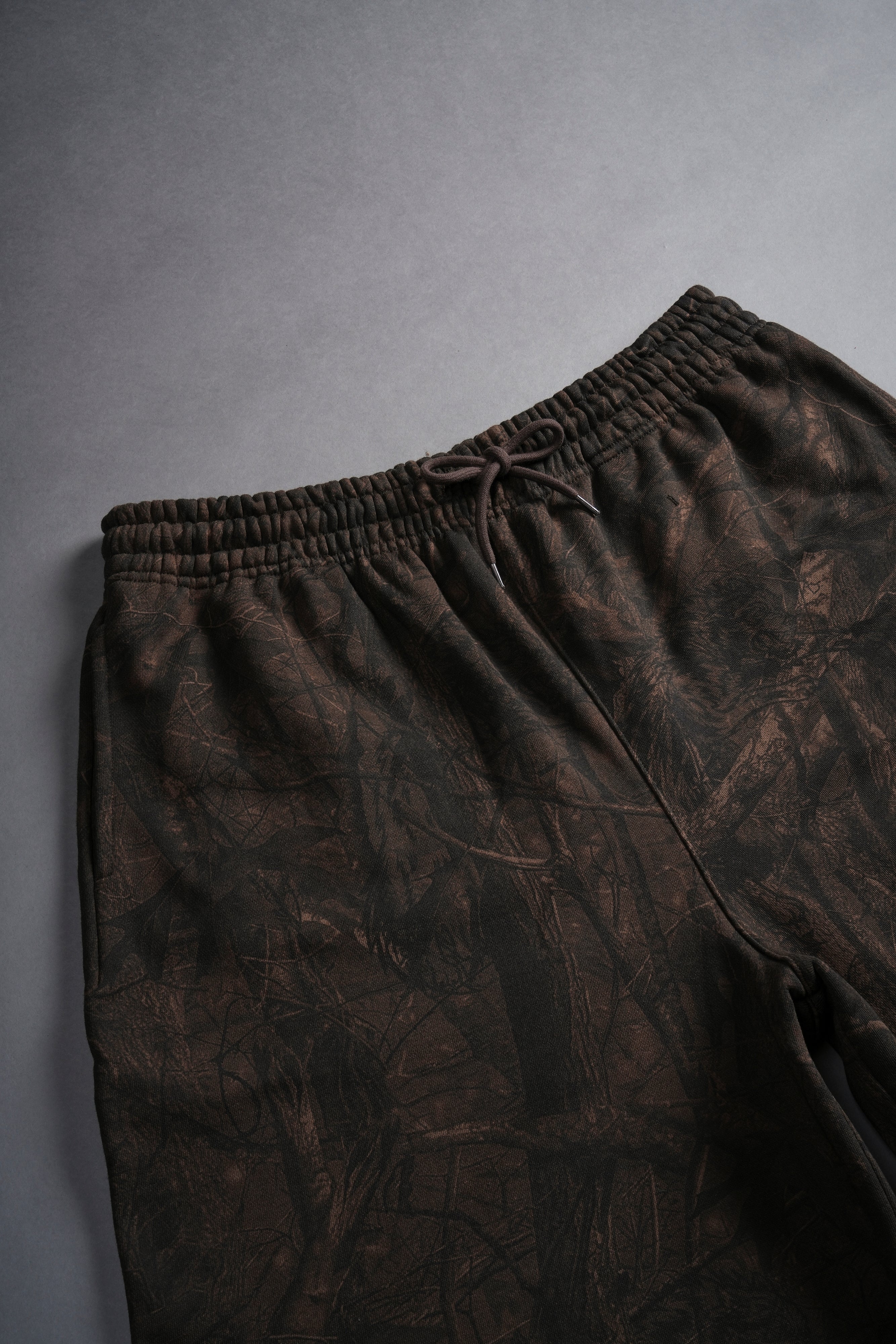 Dual Oversized Osiris Sweat Shorts in Brown Driftwood Forest Camo