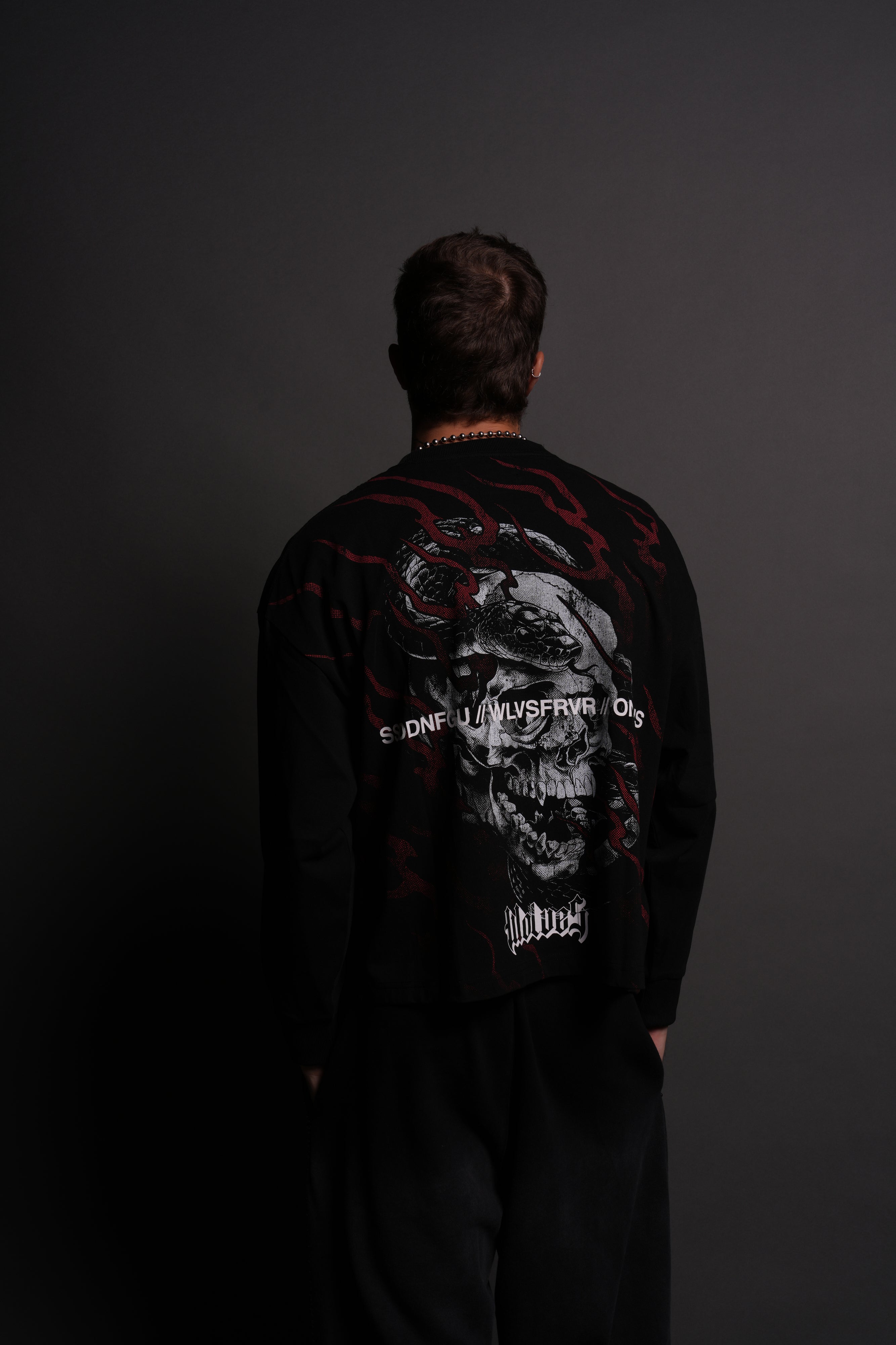 Forever Reborn Grunge "Box Cut" L/S Tee in Black