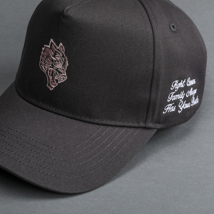 F Cancer x NFGU 5 Panel Hat in Wolf Gray/Light Mauve