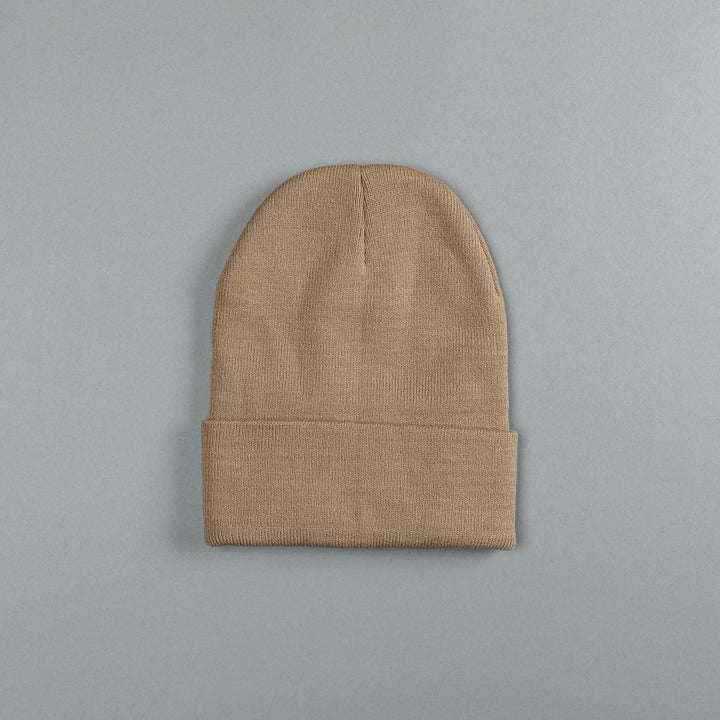 Wolf Patch Hard Work Beanie in Taupe