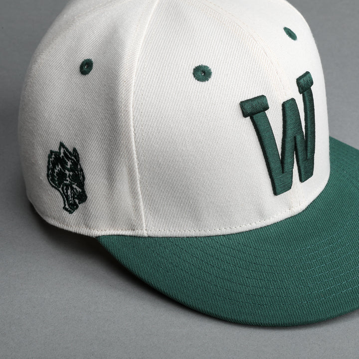 "W" Loyalty Fitted Hat in Cream/Rosemary