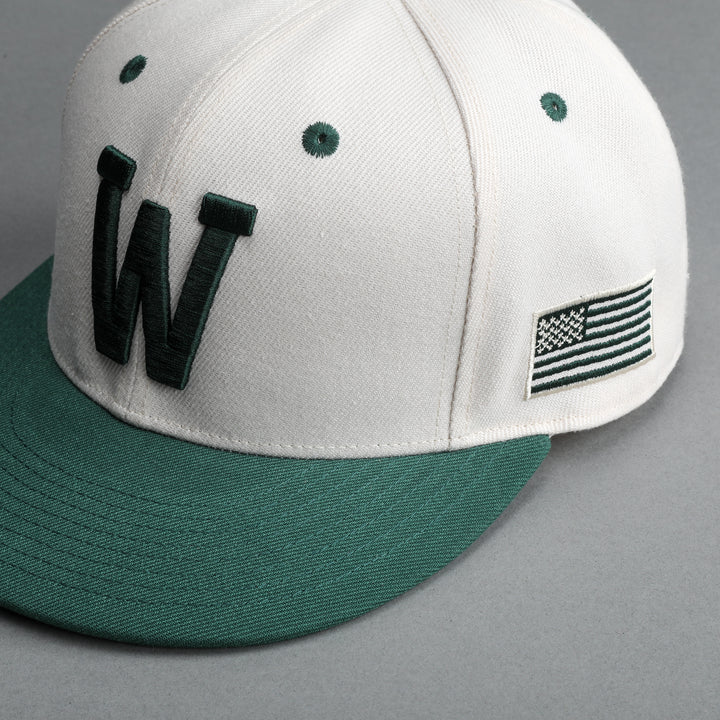 "W" Loyalty Fitted Hat in Cream/Rosemary