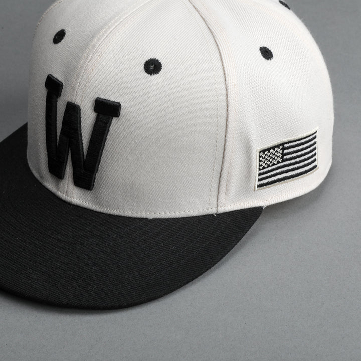 "W" Loyalty Fitted Hat in Cream/Black