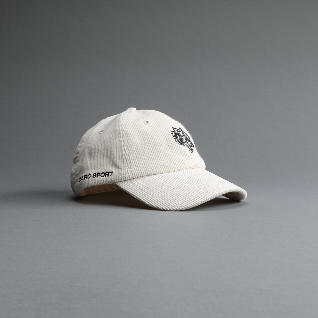 Wolf Head Corduroy Dad Hat in Cream