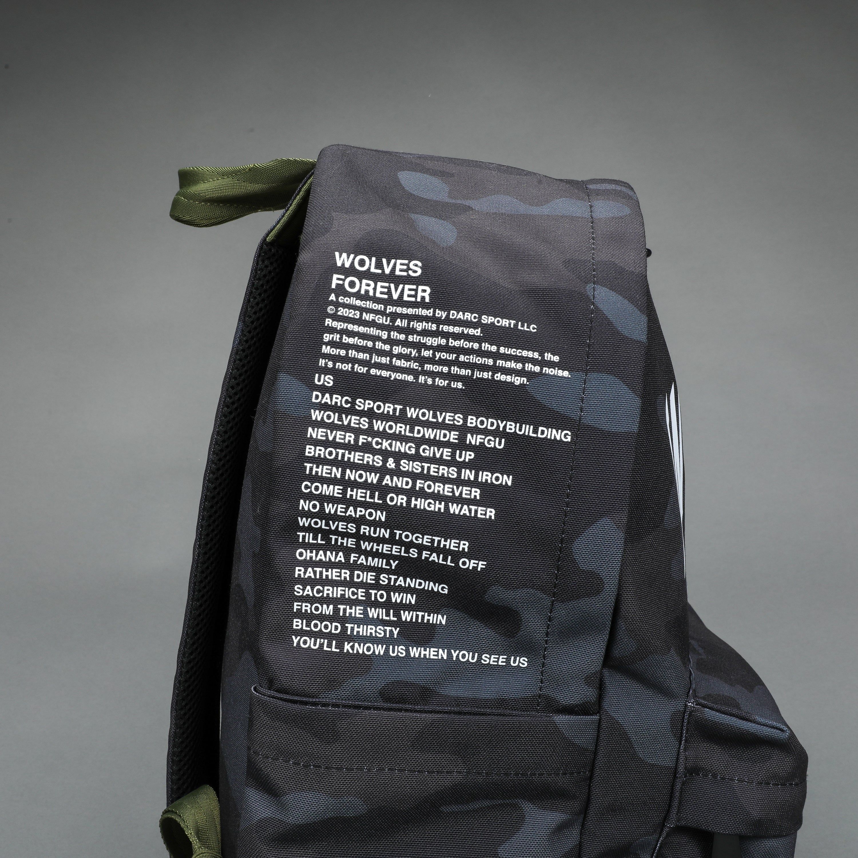Wolves Everyday Backpack in Black Camo/Olive