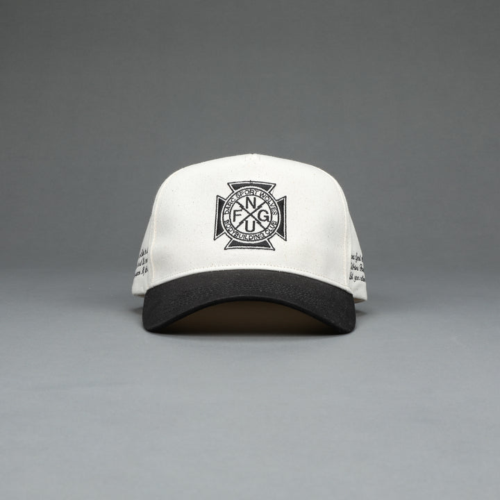 Iron 5 Panel Hat in Cream/Black