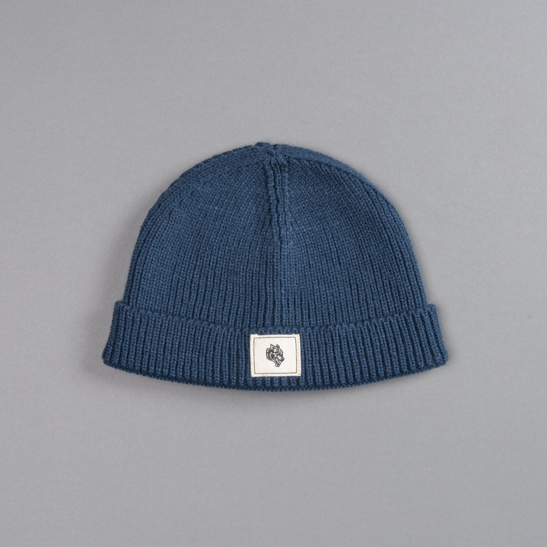 Wolf Patch Beanie in Darc Blue