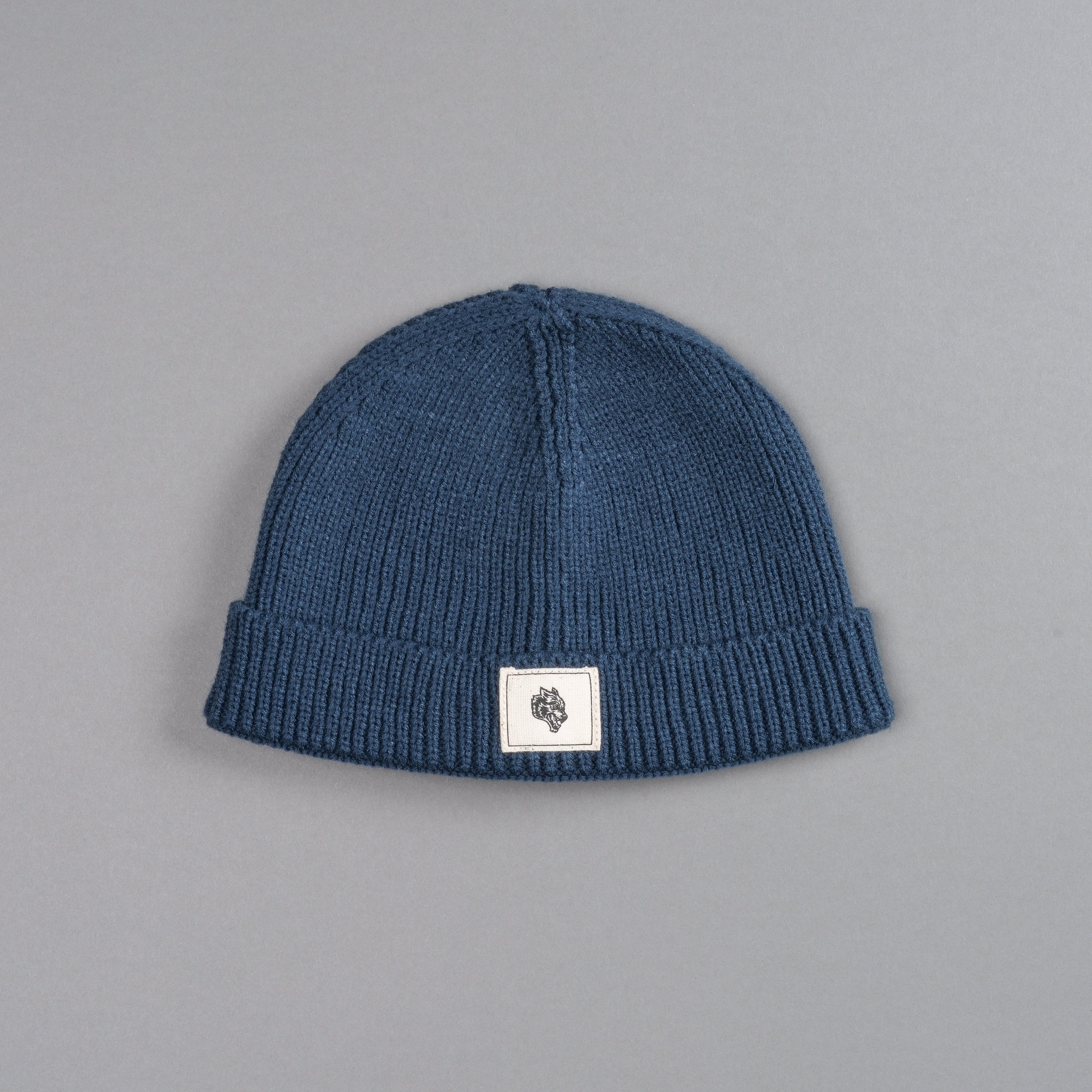 Wolf Patch Beanie in Darc Blue