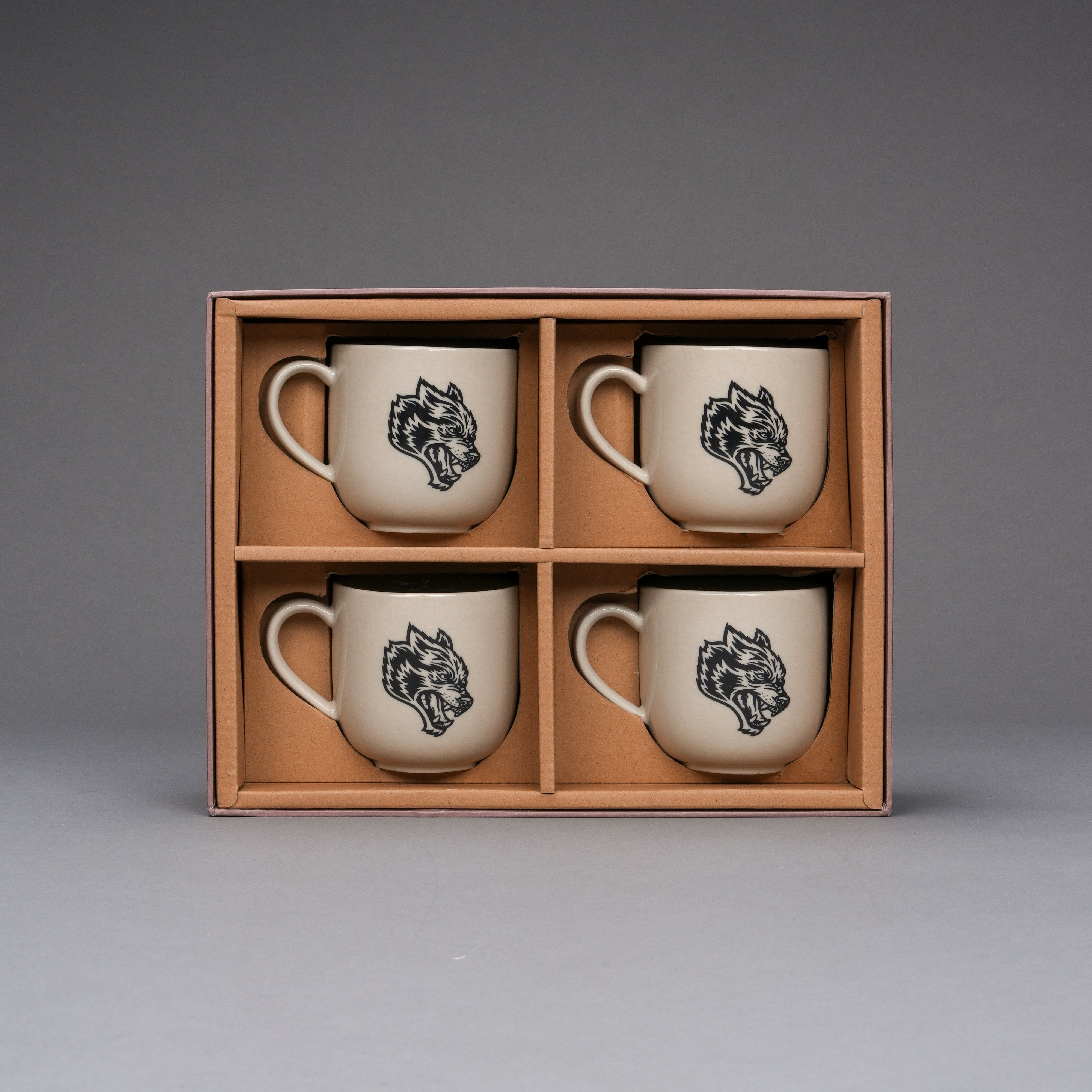 Wolf Head Coffee Cup Set in Black/Black
