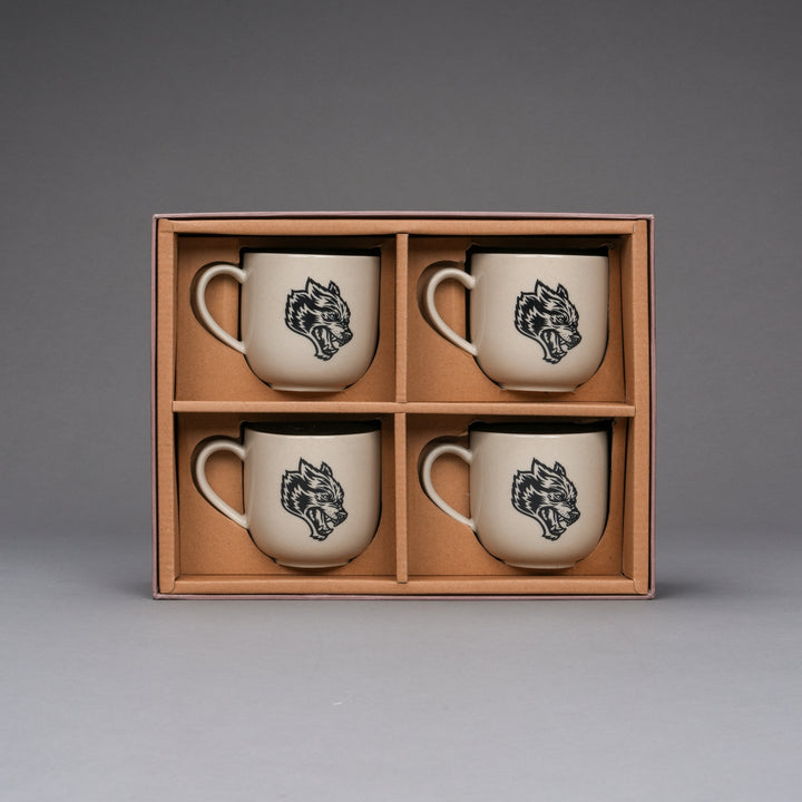 Wolf Head Coffee Cup Set in Black/Black