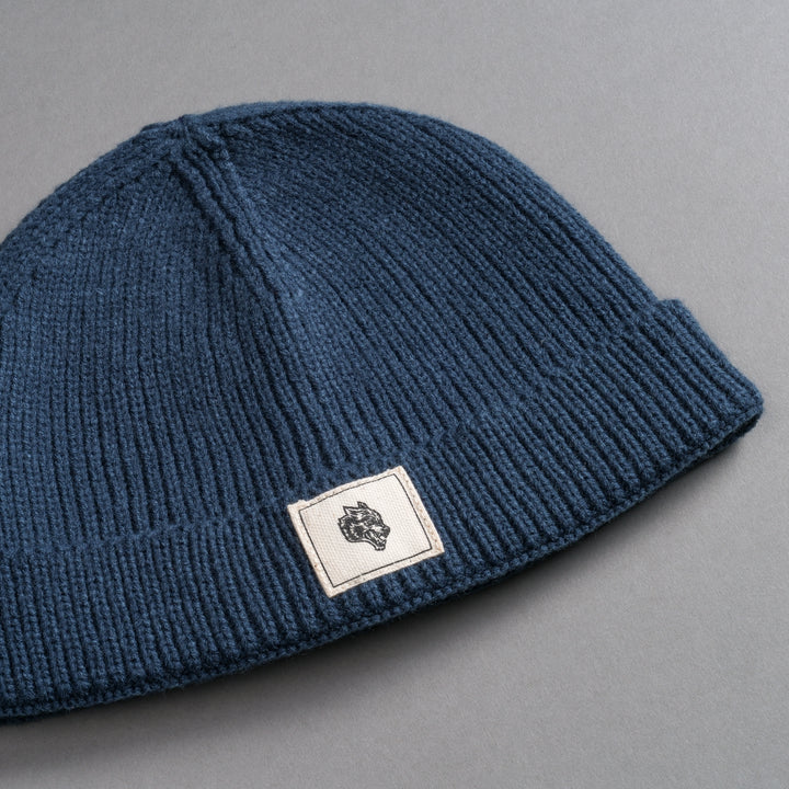 Wolf Patch Beanie in Darc Blue