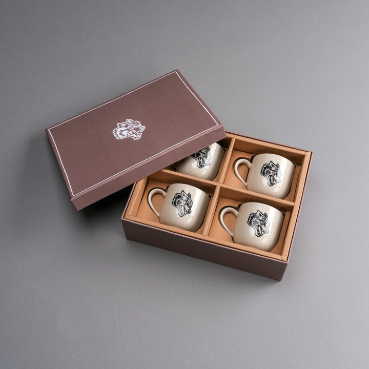 Wolf Head Coffee Cup Set in Black/Black