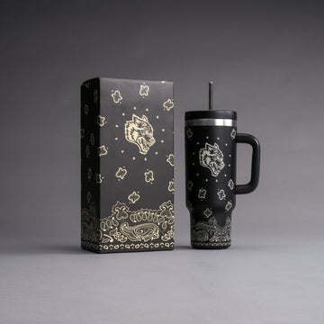 Western Wolf Travel Tumbler in Black