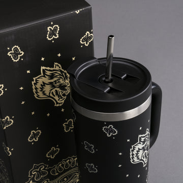 Western Wolf Travel Tumbler in Black
