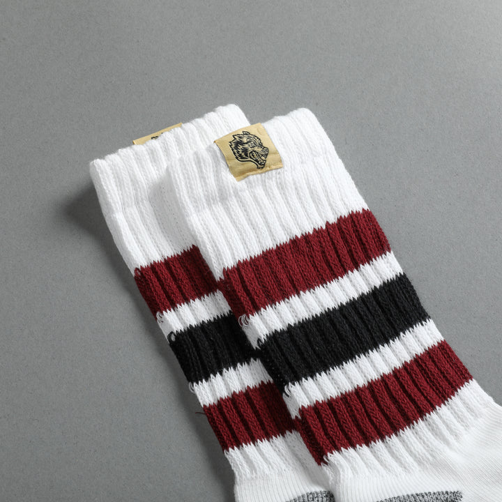 Wolf Patch Gym Class Socks in Cream/Maroon/Black