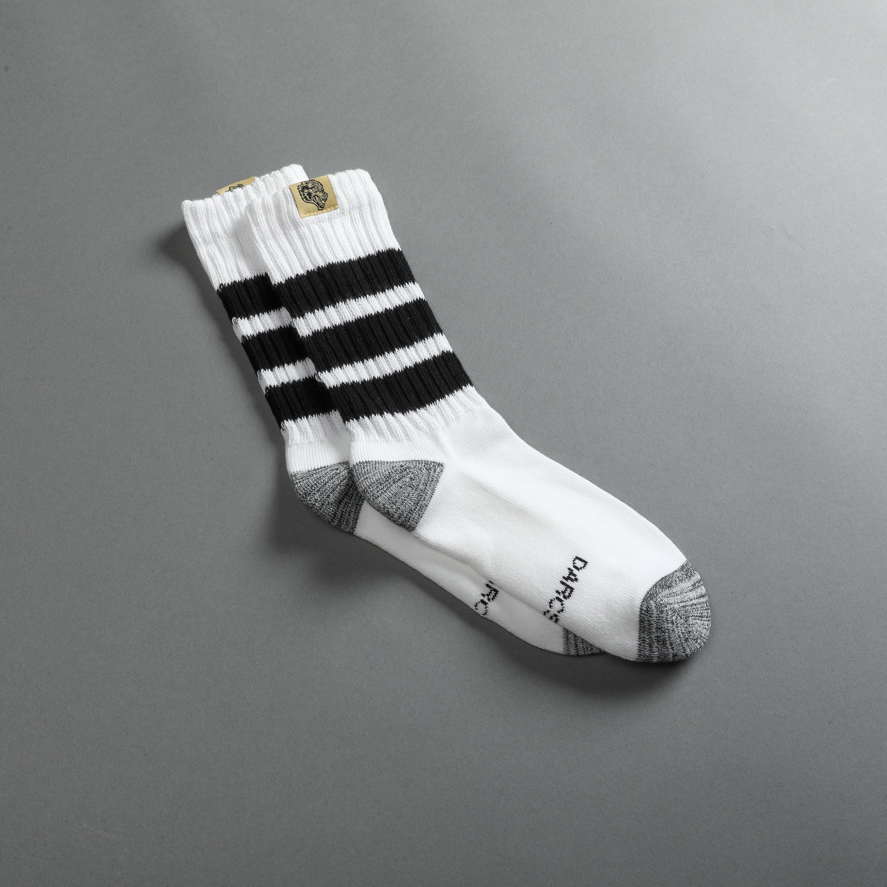 Wolf Patch Gym Class Socks in Cream/Black