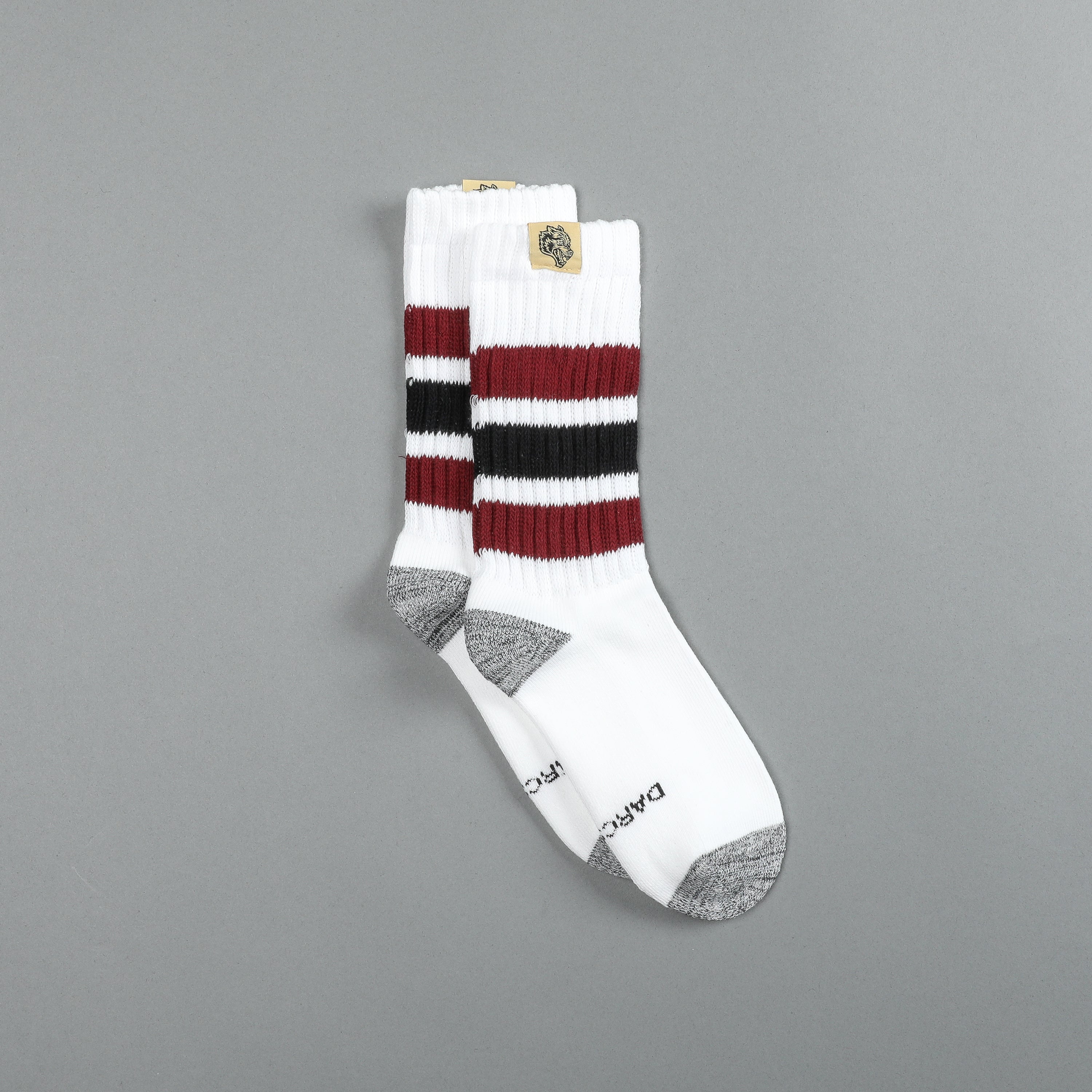 Wolf Patch Gym Class Socks in Cream/Maroon/Black