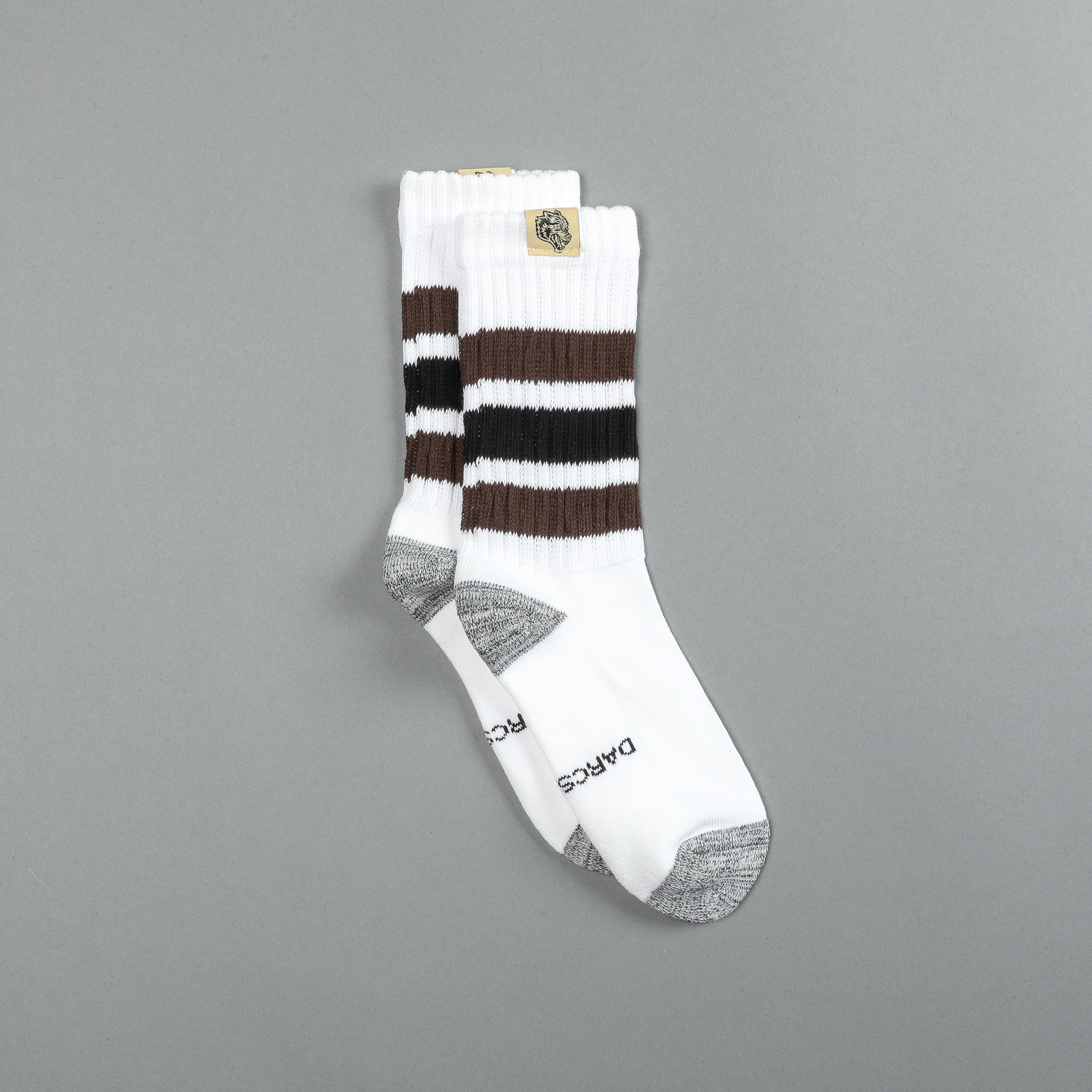 Wolf Patch Gym Class Socks in Cream/Brown/Black