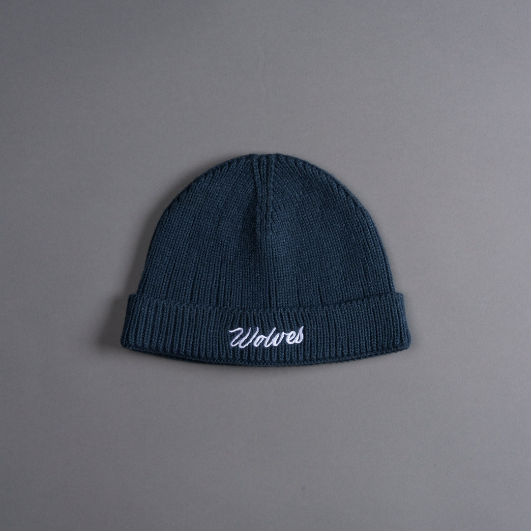 Wolves Cursive Beanie in Darc Blue