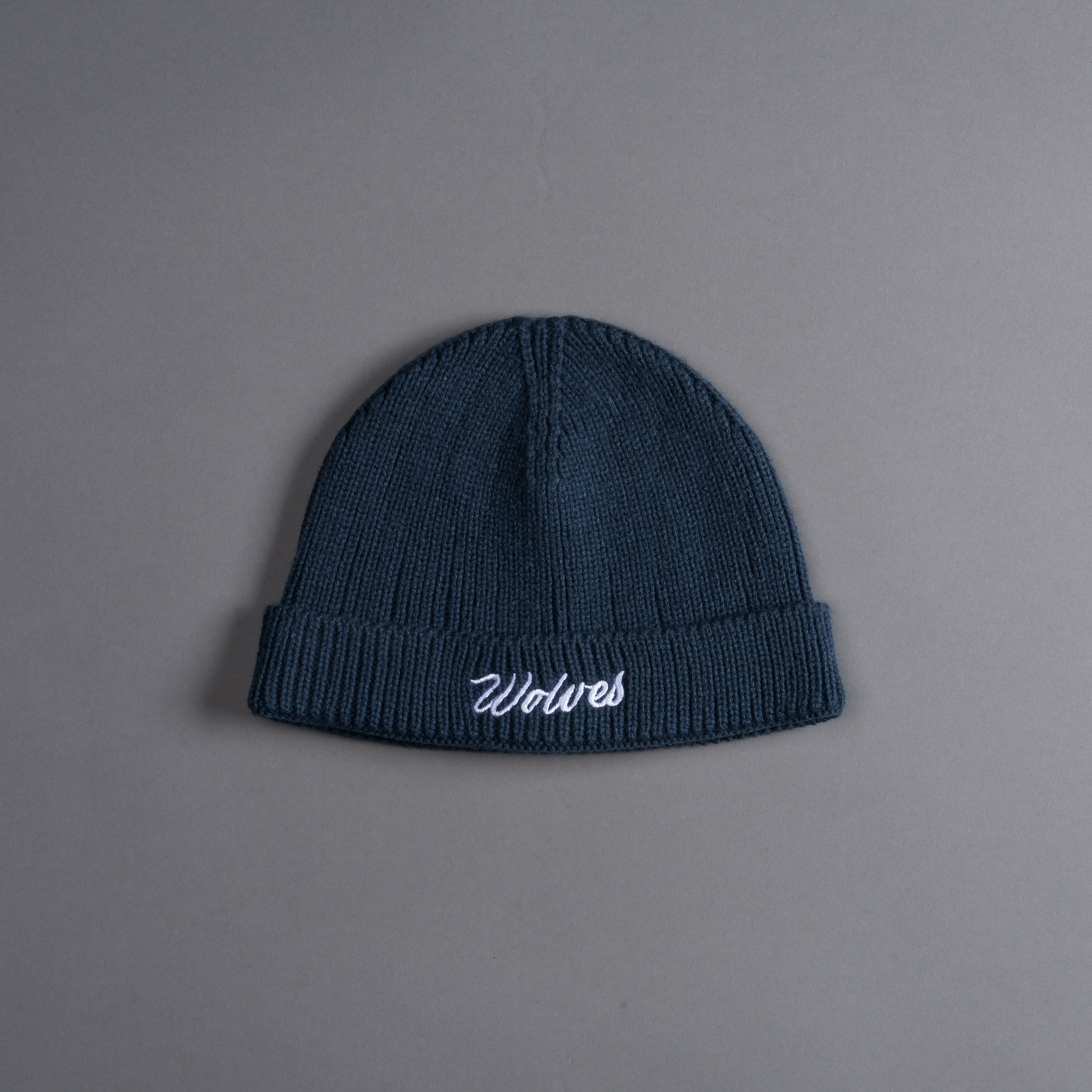 Wolves Cursive Beanie in Darc Blue