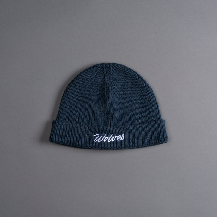 Wolves Cursive Beanie in Darc Blue