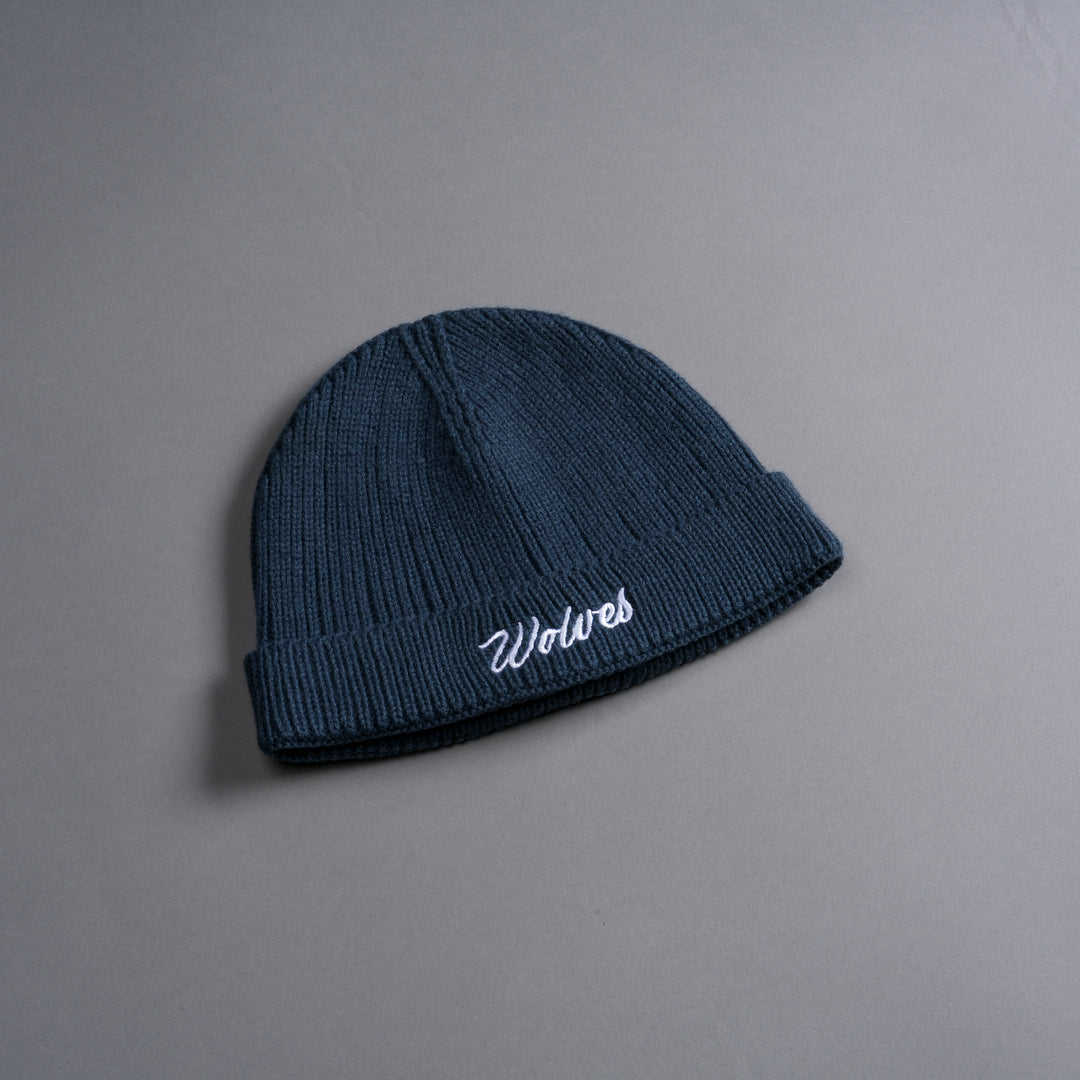 Wolves Cursive Beanie in Darc Blue
