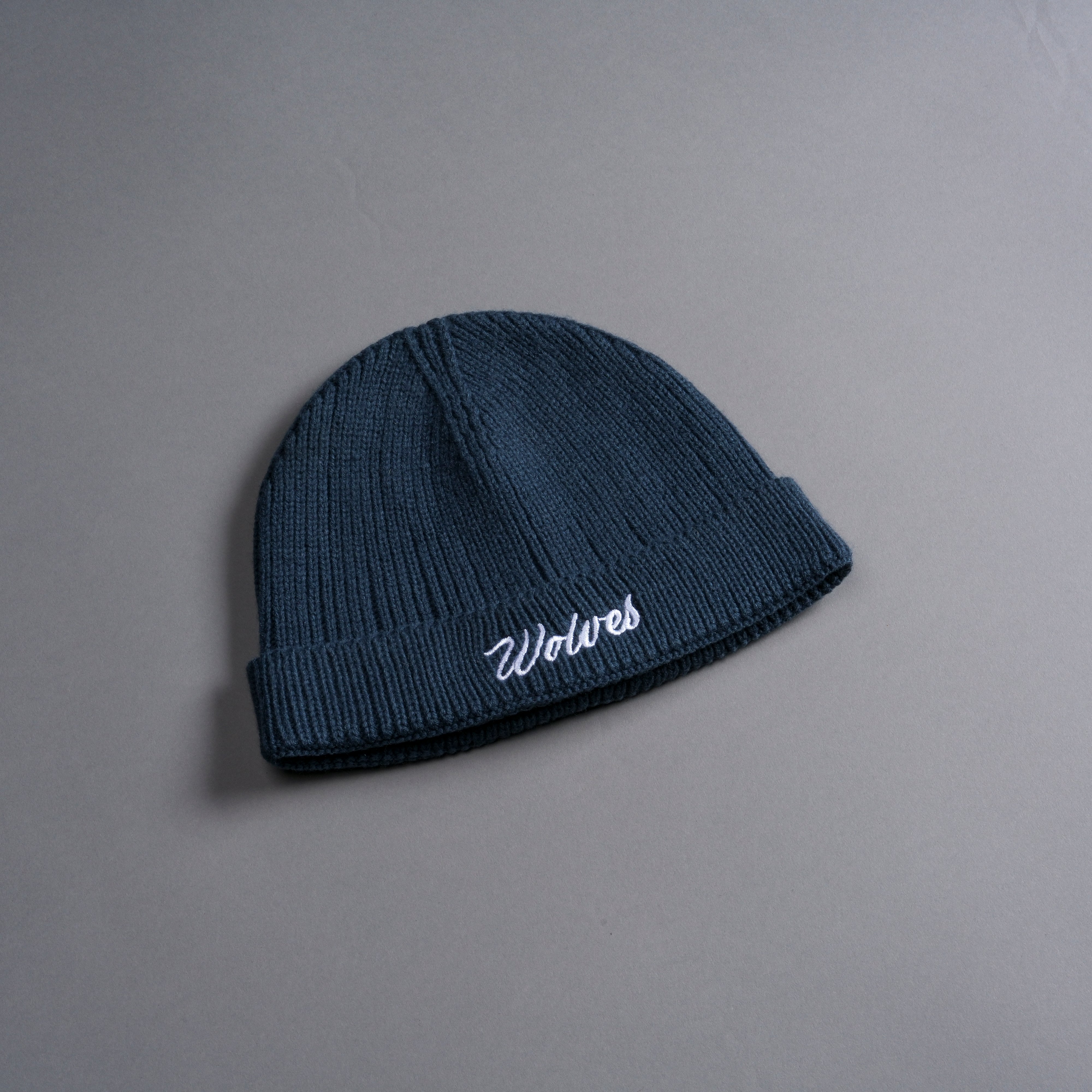 Wolves Cursive Beanie in Darc Blue