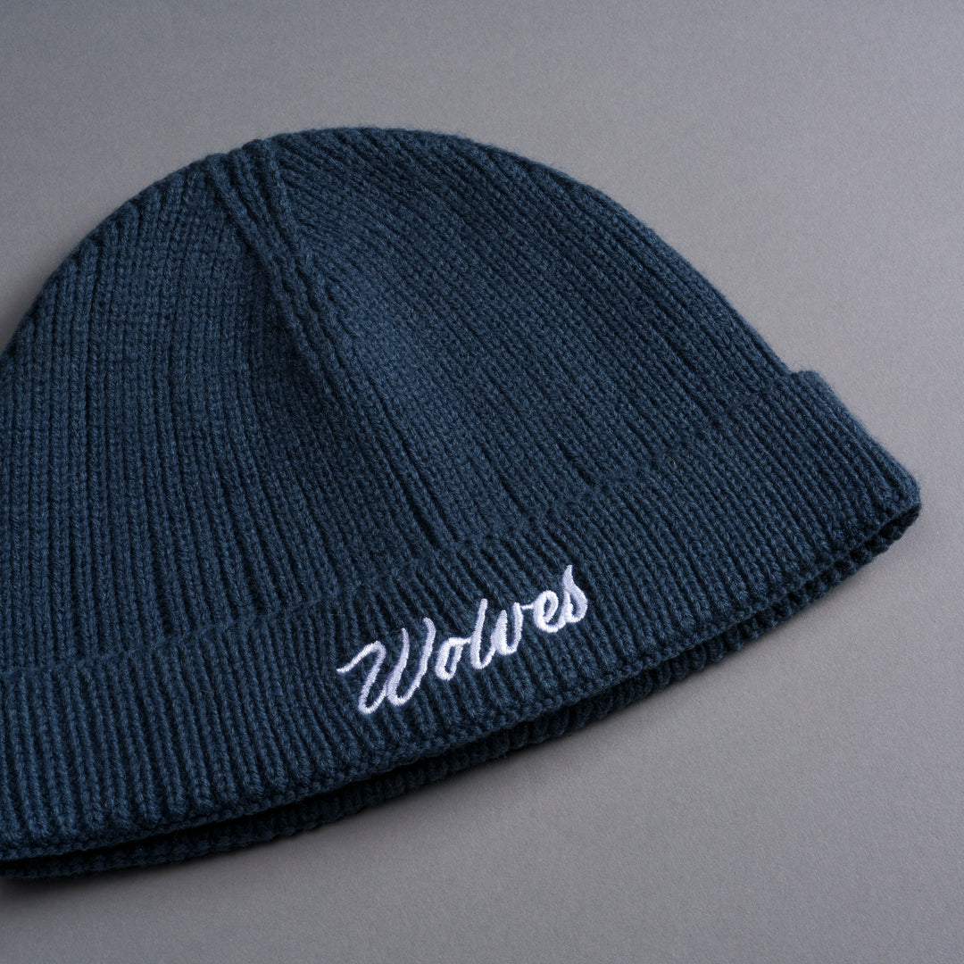 Wolves Cursive Beanie in Darc Blue
