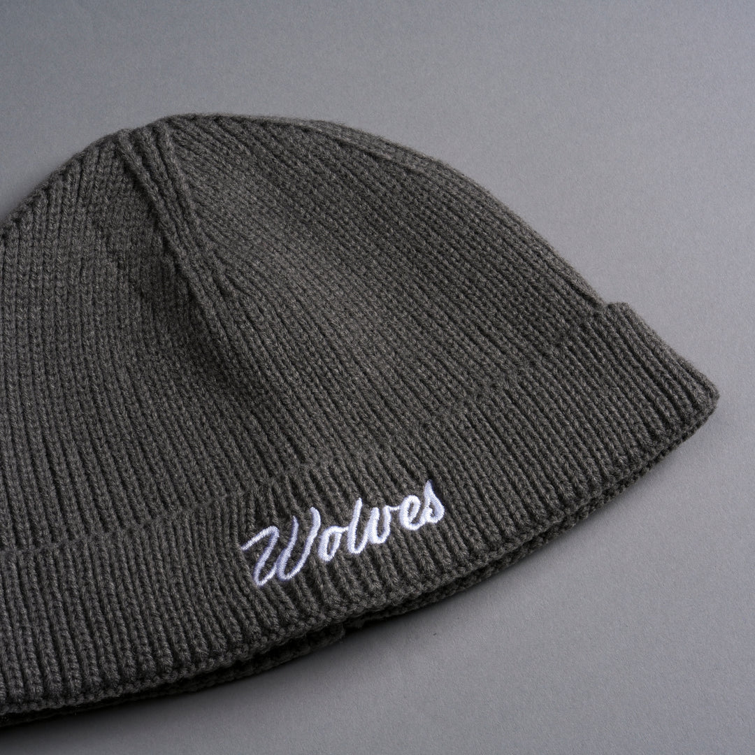 Wolves Cursive Beanie in Wolf Gray