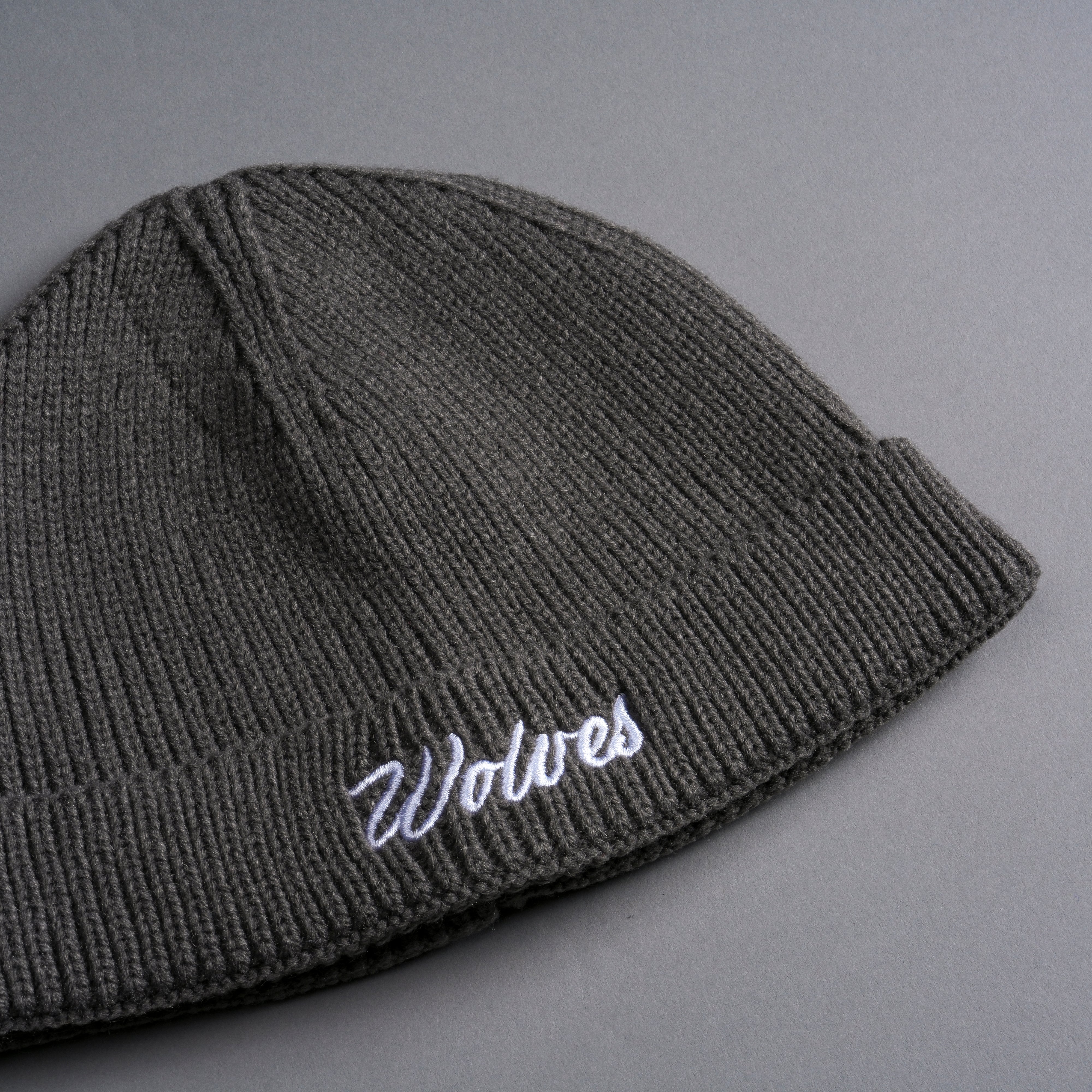 Wolves Cursive Beanie in Wolf Gray