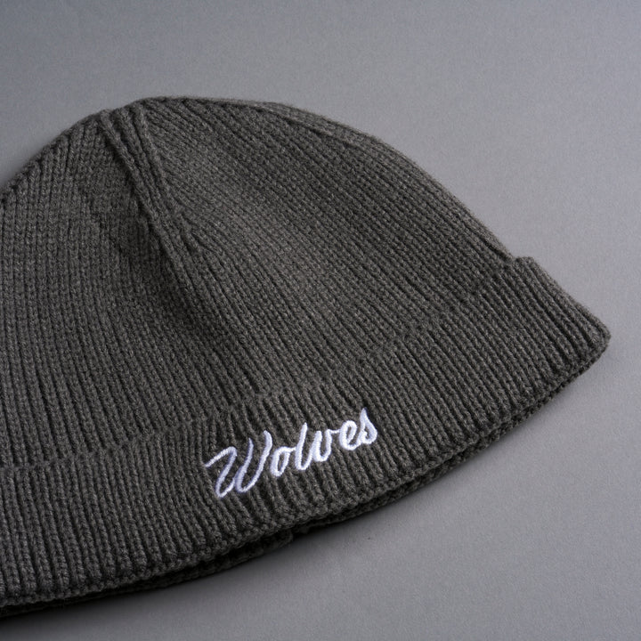 Wolves Cursive Beanie in Wolf Gray