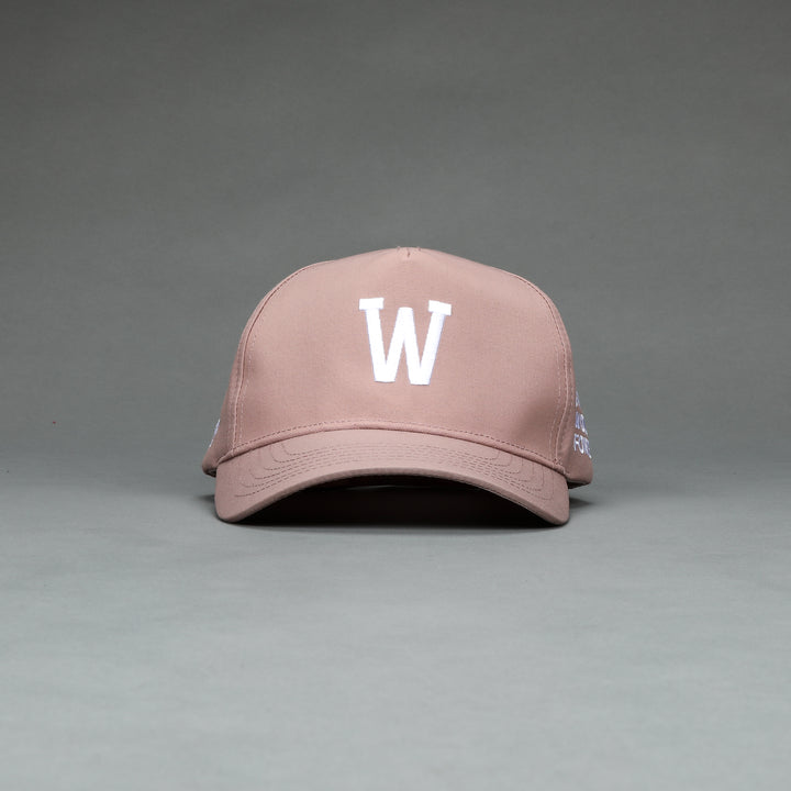 "W" Nylon 5 Panel Hat in Mauve