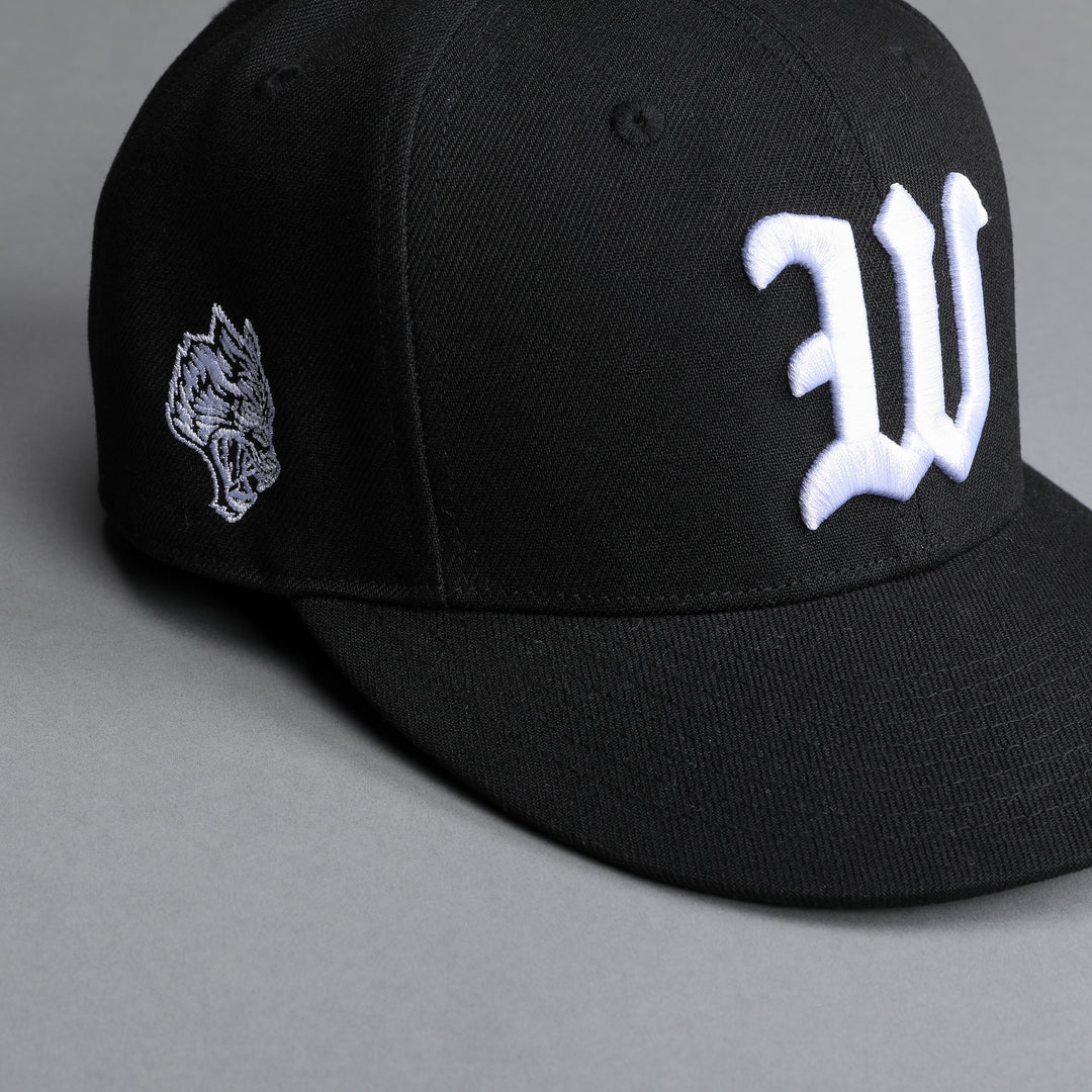 Black Letter "W" Fitted Hat in Black