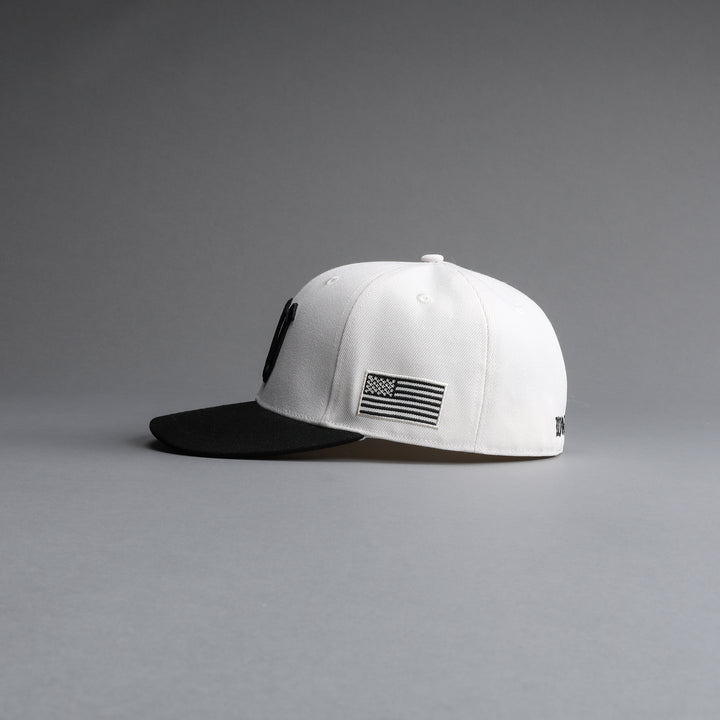 Black Letter "W" Fitted Hat in Cream/Black