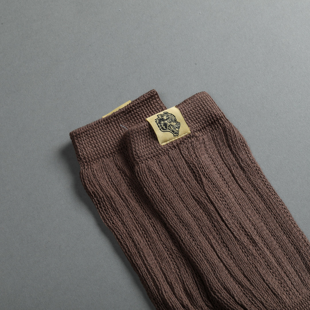 Wolf Patch Comfy Socks in Mojave Brown