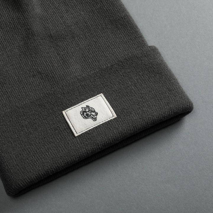 Wolf Patch Hard Work Beanie in Wolf Gray
