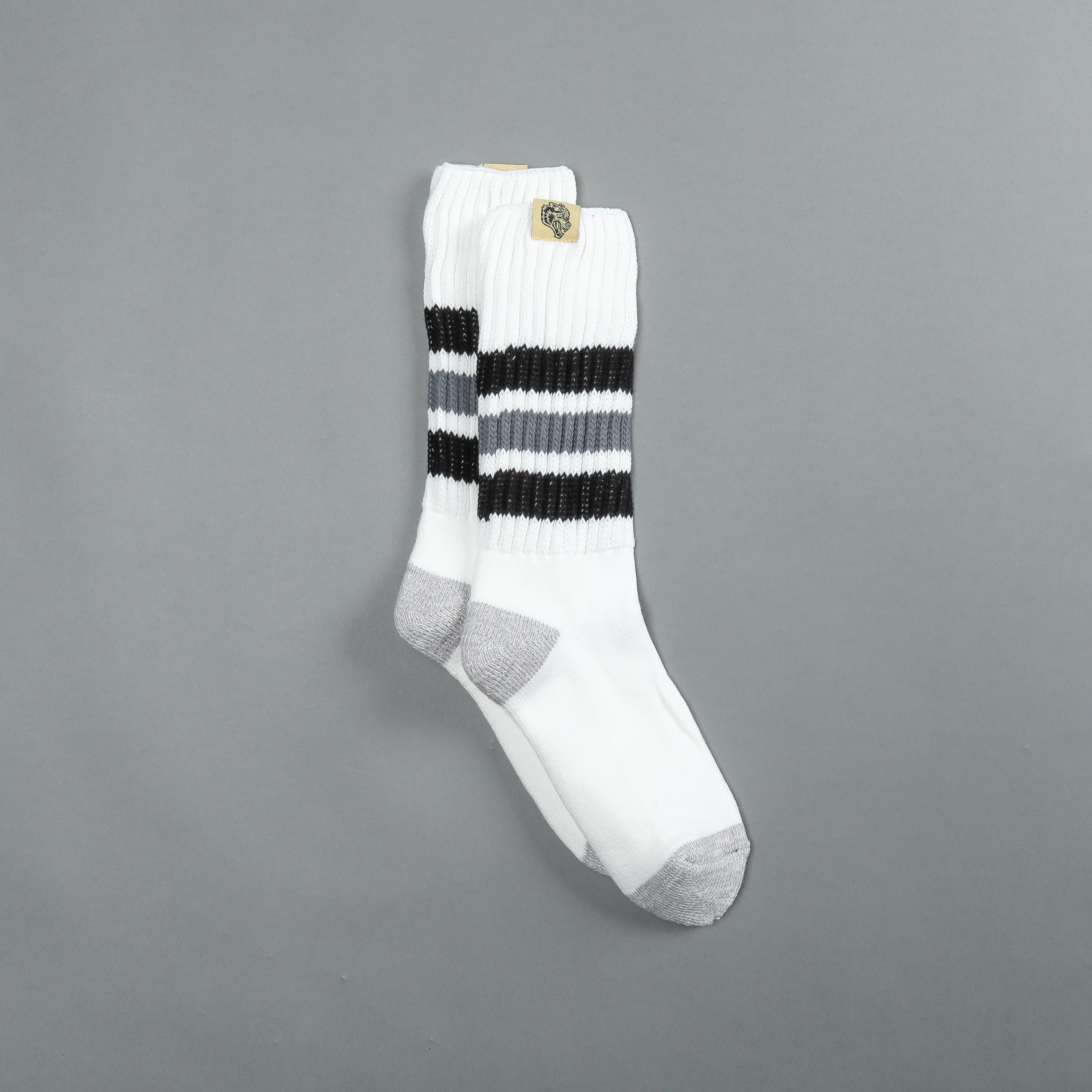 Wolf Patch Boot Socks in Cream/Black/Norse Purple
