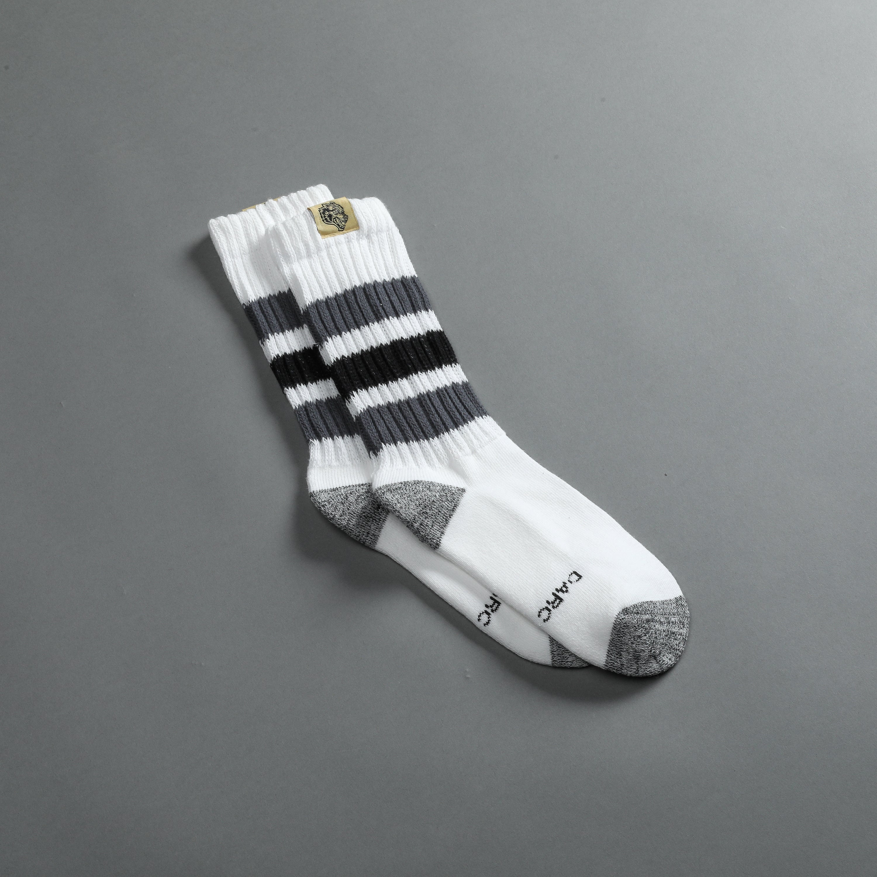 Wolf Patch Gym Class Socks in Cream/Norse Blue/Black