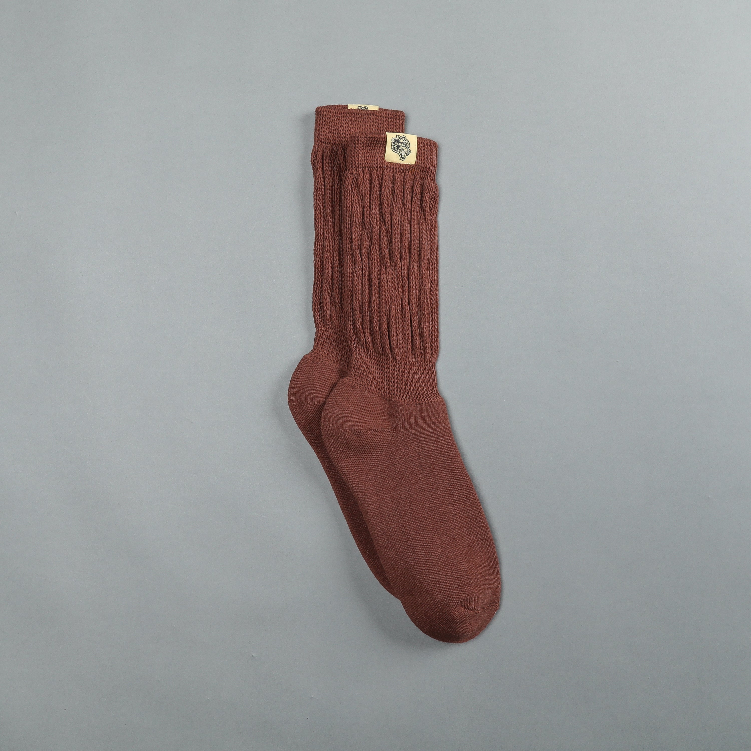Wolf Patch Comfy Socks in Norse Brown