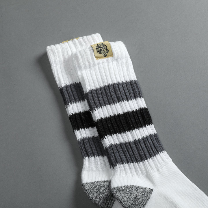 Wolf Patch Gym Class Socks in Cream/Norse Blue/Black