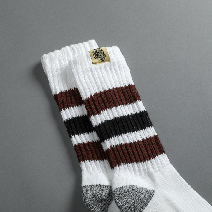 Wolf Patch Gym Class Socks in Cream/Norse Brown/Black