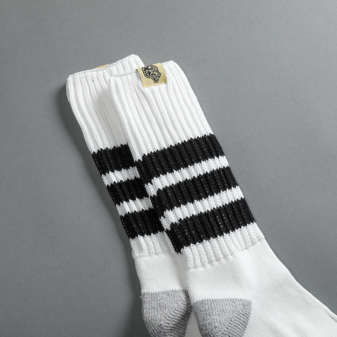 Wolf Patch Boot Socks in Cream/Black
