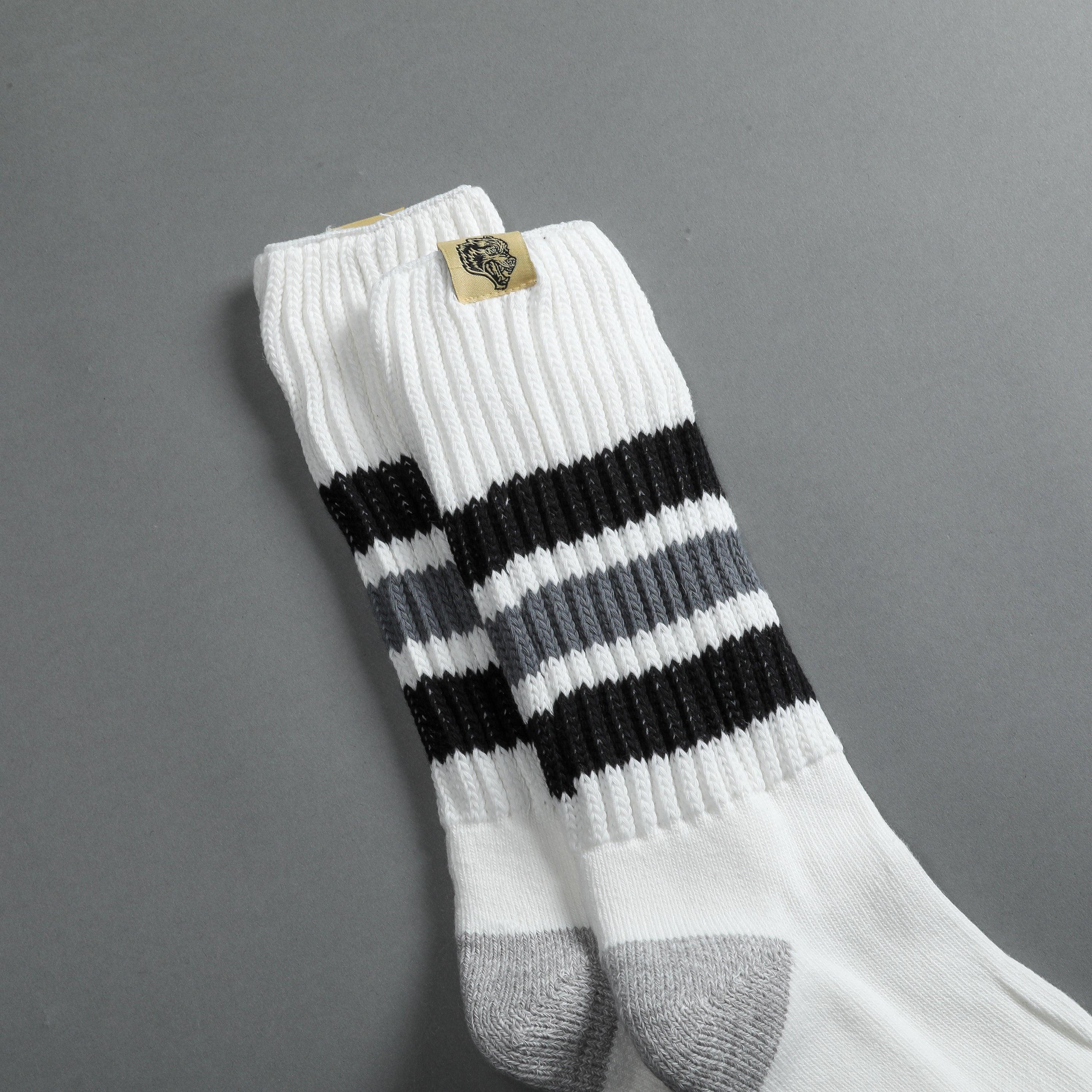 Wolf Patch Boot Socks in Cream/Black/Norse Purple