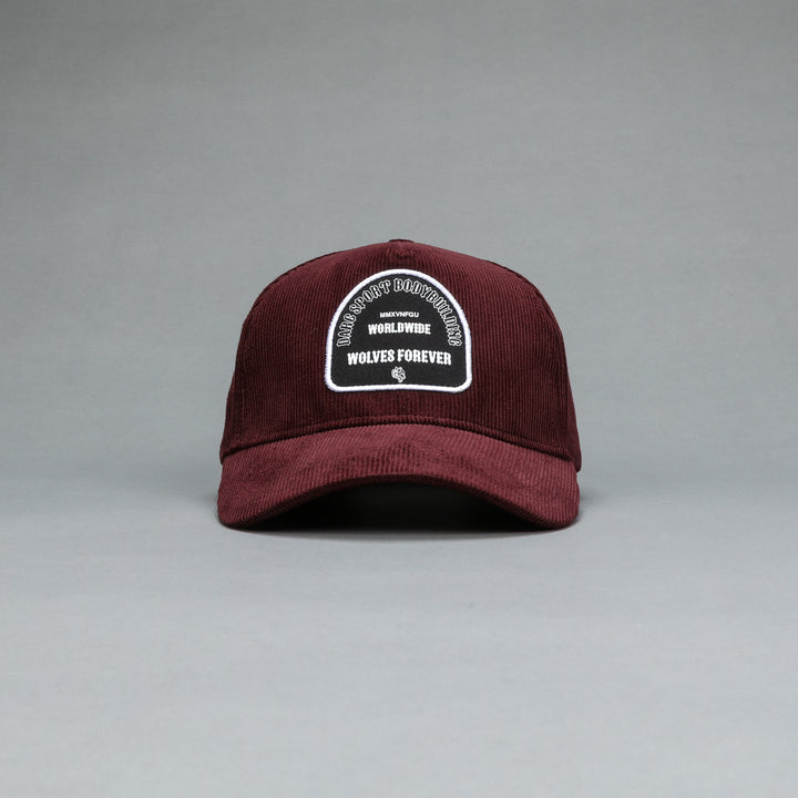 Feed Patch Corduroy 5 Panel Hat in Maroon